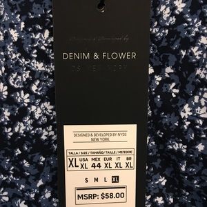 Men’s Denim and Flower button up